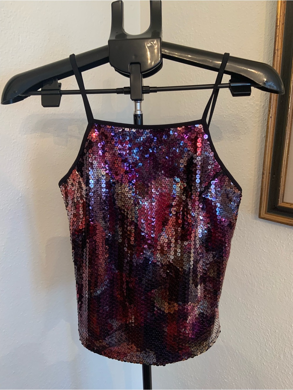 Express Women’s Iridescent Purple Sequin Cami Top